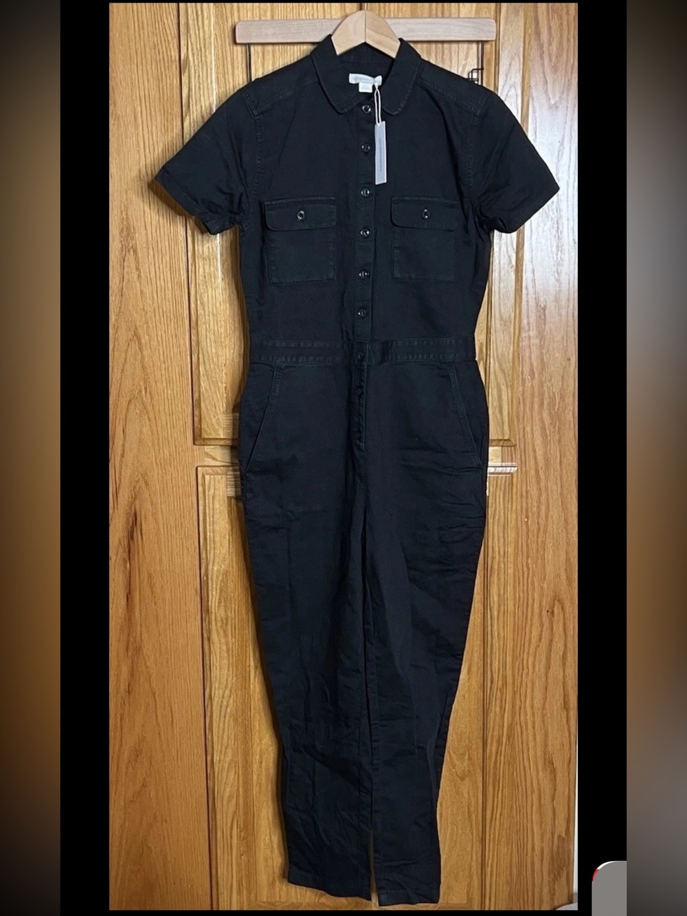 Outerknown Black Short Sleeve Utility Jumpsuit XS Organic Cotton Linen NWT